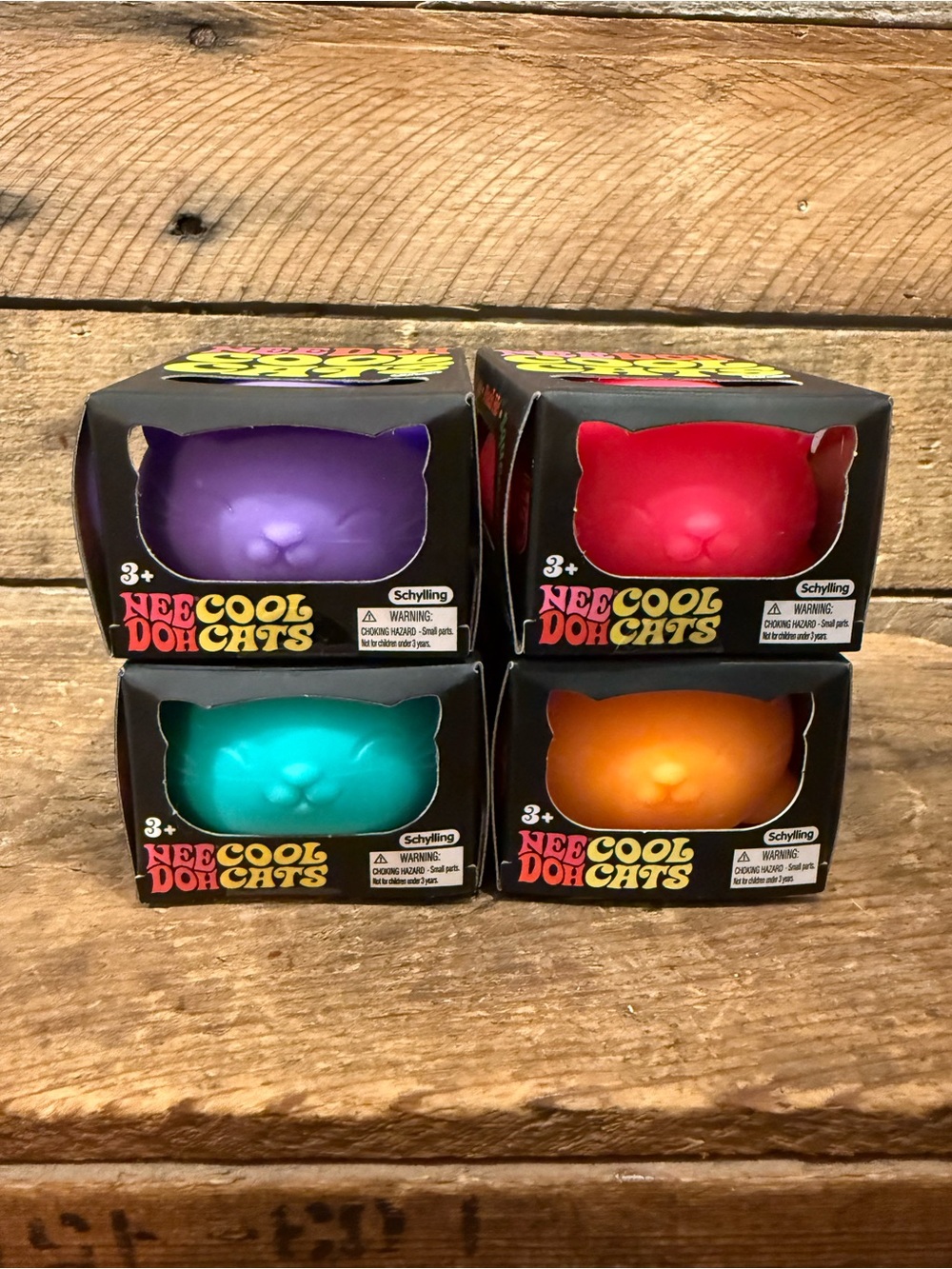 Authentic Needoh Cool Cats Bundle - Purple, Pink, Teal, Orange